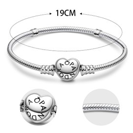 Purhole Bracelets, Moments, Snake Link Bracelet, Valentine's Day, Mother's Day, Birthday Gift for Women, Girlfriend, Mum, Titanium