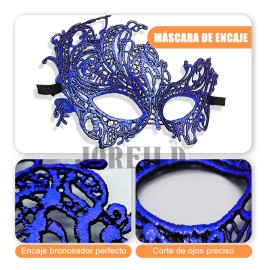 JOREILD 2pzs Antifaz Fiesta Mascaras Halloween Pareja Carnaval Cosplay Azul.antifaz Halloween Para Adulto,niño,pareja.accesorios De Halloween Cosplay 