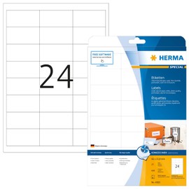 HERMA 4820 Universal Etiketten für Inkjet Drucker, 25 Blatt, 66 x 33,8 mm, 24 pro A4 Bogen, 600 Stück, selbstklebend, bedruckbar, matt, blanko Klebeetiketten Aufkleber für Tintenstrahldrucker, weiß