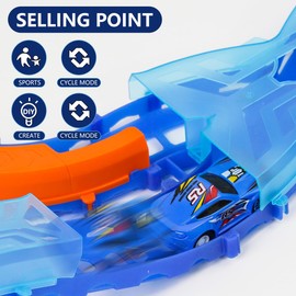 Remote Control Slot Car Race Track Set for STEM Learning, Hot Attraction Track Builder DIY Assembly Competitive Racing Toys for Boys and Girls (Small)