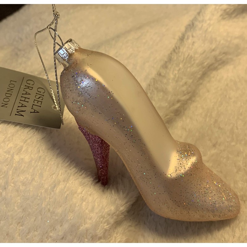 Gisela Graham Pink Glass Stiletto Shoe Bauble