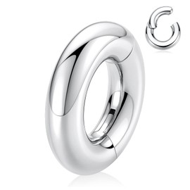 Silver Nose Rings & Earrings - 12mm Thick, 4 Gauge, Conch, Hinged Clicker Bull Nose Hoop Lobe Earrings