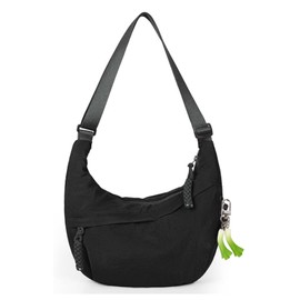 Nylon Crescent Crossbody Bag for Women Men Small Crescent Bag Bag Dumpling Bag Moon Shoulder Bag Hobo Bag (Black)