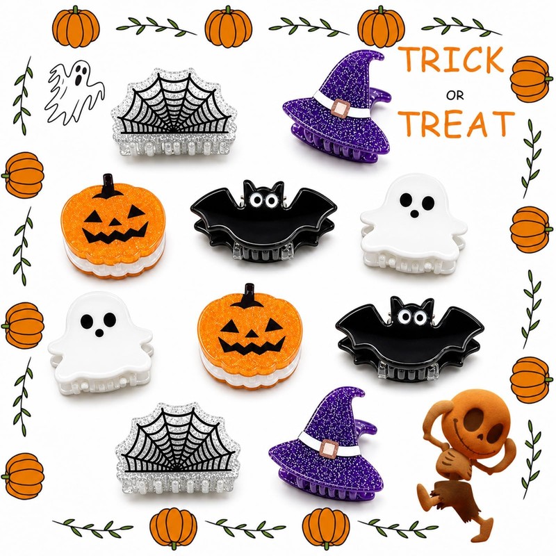 10PCS Mini Halloween Hair Claw Clips, Acrylic Hair Claws with