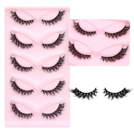 5 pairs Fluffy Wispy Cat Eye Lashes Wispy False Eyelashes Natural (14#)