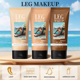 Wasserfest Bein-Make-up ohne Übertragung mit Extra großer Körper Make-up-Pinsel, Tattoo Abdecken für Krampfadern/Narben, Skin Perfecting Body Foundation, Gleicht den Haut aus (#01)