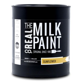 Real Milk Paint, Wood Paint for Furniture, Matte Paint for Cabinets, Walls, Brick, and Stone, Water Based Organic, No VOC, Sunflower, 1 Gallon