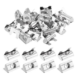 sourcing map 20Pcs M8 T Nuts Roll in Spring, T Nut with Spring Sheet Carbon Steel Nickel Plated for 3030/4040 Series Slot Aluminum Profile