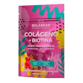 Belabear Colágeno  Biotina Caja Con 8 Sobres 20 Gomitas Cu Sabor Fresa