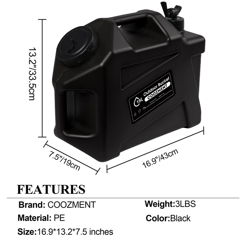 COOZMENT 5 Gallon (19L) Portable Water Containers with Spigot, BPA