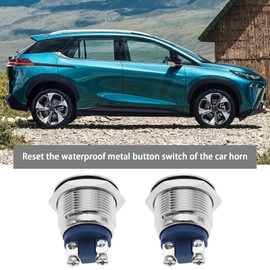 SING F LTD 2Pcs 3A 12V Car Push Button Switch Replacement Round Button Switch Waterproof Car Metal Push Button Accessories for Car SUV Truck Conversion Van RV Boat Yacht
