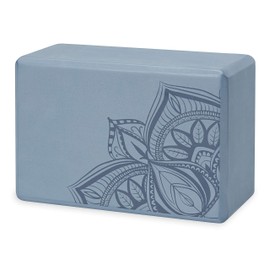 Gaiam Yoga Block - Supportive Latex-Free EVA Foam Soft Non-Slip Surface for Yoga, Pilates, Meditation (Blue Shadow Point)