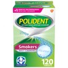Polident Smokers Antibacterial Denture Cleanser Effervescent Tablets, 120 count