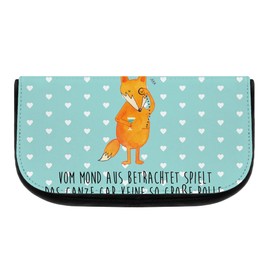 Mr. & Mrs. Panda Fox Lord Cosmetic Bag, turquoise, Hand Drawn