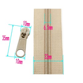 Leekayer #5 Beige Nylon Coil Zippers by The Yards Bulk 10 Yards with 25pcs Sliders for DIY Tailor Sewing Craft,Bag,Luggage,Dress,Sofa Cushion,Pillow(Beige)