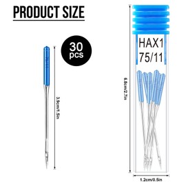 30pcs 75/11 Prevent Skipped Stiches Sewing Machine Needles Regular Point Machine Needles, Universal Sewing Machine Needles for Knit Fabric, Compatible with Home Sewing Machine