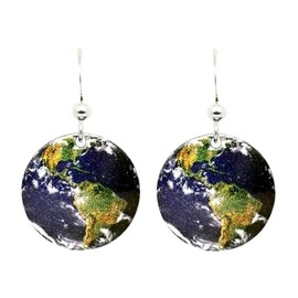 Earth Earrings by d'ears Non-Tarnish Sterling Silver French Hook Ear Wire