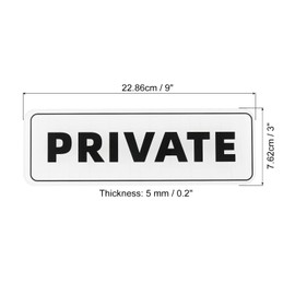 PATIKIL Private Sign, Acrylic 9"x3" Self Adhesive Door Sticker Wall Mounting Sign for Office Business Hotel, White 2 Pack