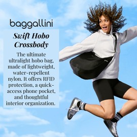 Baggallini Swift Hobo Crossbody Bag for Women - Lightweight 15.7"x16" Travel Purse Handbag Hobo Bag