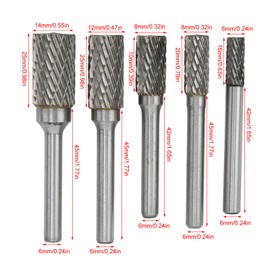 Aramox Limas Rotativas Juego de Fresas de Carburo, Limas de Carburo de Doble Corte Juego de Limas Rotativas Vástago de 6 Mm para Trabajos en Metal Talla de Fabricación de Joyas