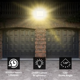 Gopretty 200W LED Flood Lights 2 Pack, 3000K Warm White Security Lights, Outdoor IP66 Waterproof, Backyard Garden Garage