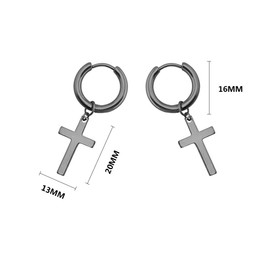 Epoch World 5 Pairs 13MM Stainless Steel Huggie Hinged Cross Earrings for Men Women Boys, Small Hoop Earrings Men Set, Black Earrings for Men, Titanium Men Earrings Hoops Silver Gold Dangle Piercing