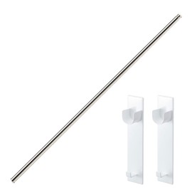Zacca Lab Original Set Magnetic Drying Rod Holder & All Stainless Steel Telescopic Rod, 2-Piece Set, 3.8 - 6.9 ft (0.96 - 1.8 m), Rod Holder, Rod Hook, Magnet, Clothes Dryer, Room Drying, Bathroom,