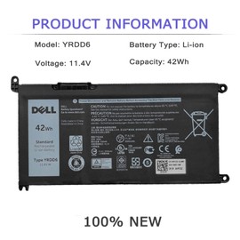 DELL YRDD6 1VX1H Laptop Battery for Dell Inspiron 7586 5482 5485 5491 3310 2-in-1 3493 3582 3593 3793 5493 5593 5480 5590 5591 5594 5598 15 3583 3584 Vostro 3491 5481 5581 5490 5590 VM732 3Cell 42Wh