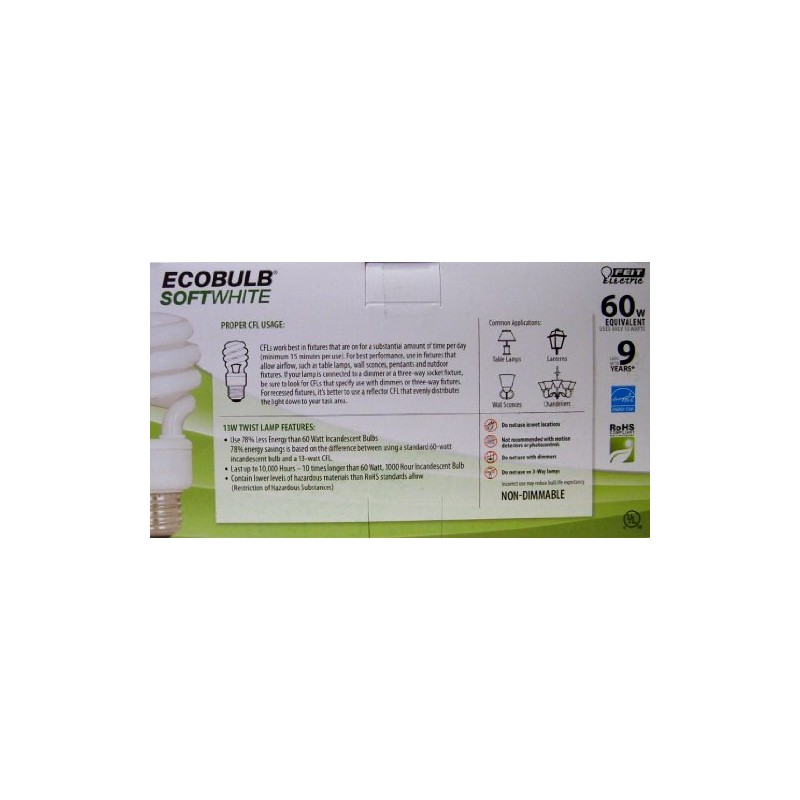 Feit Electric Esl13t/4 4 Pack 13 Watt Cfl Spiral Bulb