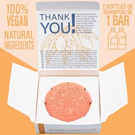 Luxiny Barra de Champú, Natural, Hecho En Usa, Hasta 60 Lavados, Vegano, Sin Sulfatos, Mango, 2.2 Onzas, Shampoo Bar Todo El Cabello