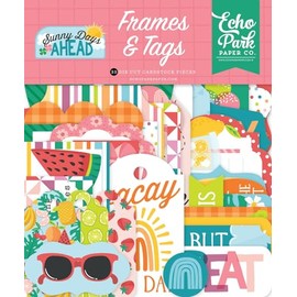 Echo Park Cardstock Ephemera-Frames & Tags, Sunny Days Ahead, OS, White.