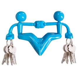 Key Hooks Strong Magnetic Key Holder for Fridge Freezer Metal Novelty Gift Ideas (2, Blue)