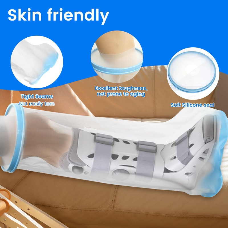 Waterproof Adult Leg Cast Cover for Showering, Reusable Leg Cast