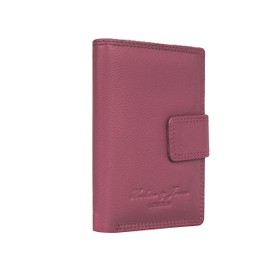 Hudson & James Ladies RFID Safe Designer Leather Compact Purse Card Women Wallet Zip Coin Pocket Boxed (Coral Pink)