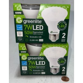 Greenlite Lot Of 2! LED 7w Dimmable Lamps WEATHERPROOF