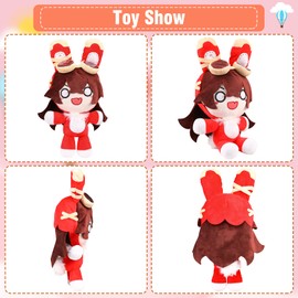 Genshin Impact Plush Baron Bunny 16IN, Plushie Stuffed Toy Doll, Rabbit Amber Cosplay Costume Plushy Props for Fans (Red)