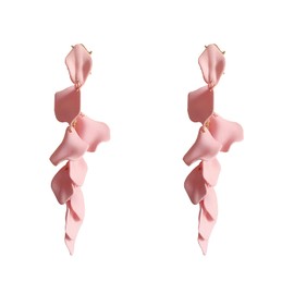 Just Follow Long Acrylic Rose Petal Earrings Dangle Exaggerated Flower Earrings Drop Statement Floral Tassel Earrings for Women, Large, Metal, No Gemstone