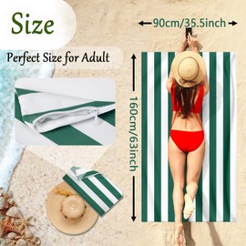 MOLHEM Beach Towel Quick Dry Microfibre, Double Sided Quick Dry Absorbent Beach Towels Sand Free, Lightweight, Compact for Travel Swimming Yoga Gym(160x90cm, 63x35in) (Green)