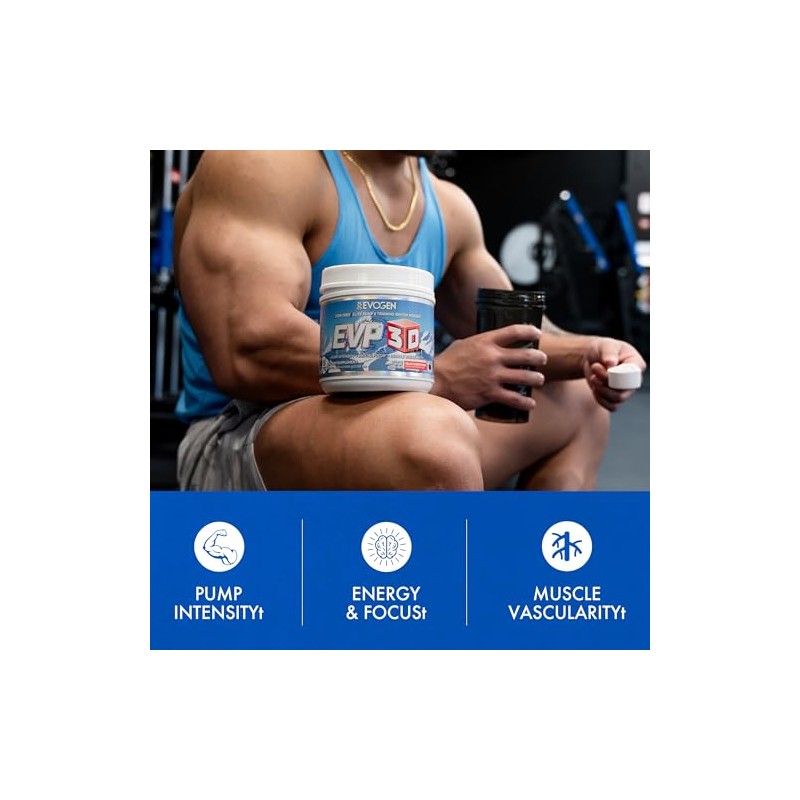 Evogen EVP 3D Preentrenamiento Sin Estimulantes Stim-Free Pre-Workout Powder, Cherry