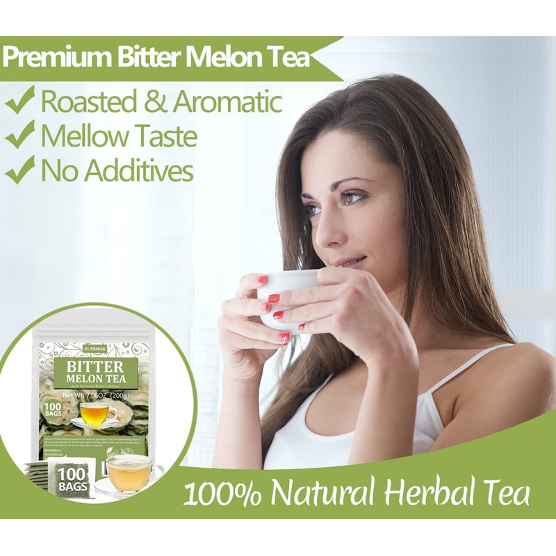 Premium 100 Bitter Melon Tea Bags, Made with 100% Pure