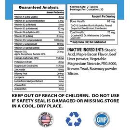 Dog Supplements for Skin - Dogs Total Health Formula - Advanced Support - Hair Coat Teeth Gums Eye Urinary Care - Dog Vitamin a - 120 Tablets (2 Bottles)