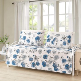 3 Piece Twin Size Daybed Cover SetPlaid Daybed Bedding Sets Blue Yellow DayBed Cover Plaid Patchwork Bedspread Coverlet for Twin Bed with 2 Standard Shams,39"x75"