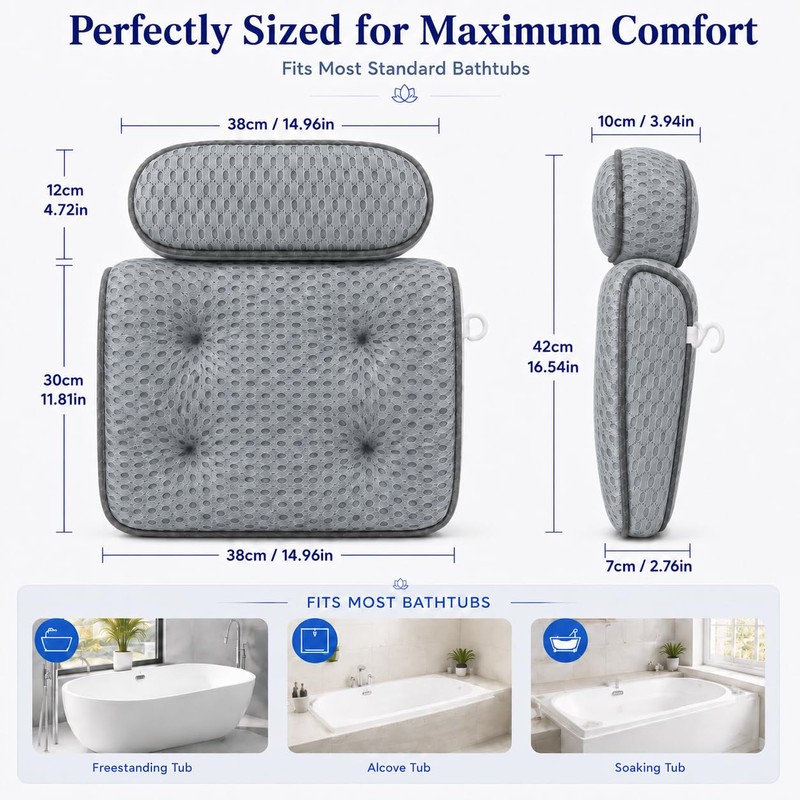 Zyrah Bath Pillows for Tub, Spa Bath Pillow with 72