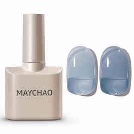 MAYCHAO 15ML Jelly Blue Nail Polish 1Pc Transparent Blue Gel Polish Soak Off UV LED Translucent Nail Polish Nail Art Starter Manicure Salon DIY at Home, 0.5 OZ