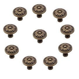 GDQLCNXB Vintage Flower Shape Cabinet Drawer Knobs,Pull Handle Metal Flower Shape Cabinet Drawer Door Knob Bronze Tone 10 Pcs