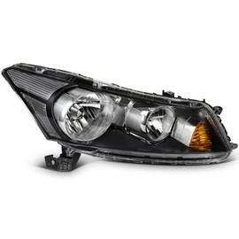 LBRST Headlight Assembly Fit for 2008-2012 for Honda Accord 4Dr Sedan Black Housing Amber Reflector Driver and Passenger Side HO2503130 HO2502130 33100TA0A01 33150TA0A01