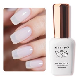 Aieenjor Milky White Gel Nail Polish, 0.5 Fl Oz UV LED Soak Off Gel Polish, Long Lasting Jelly Translucent Gel Polish for Nail Art DIY Manicure and Pedicure, 26