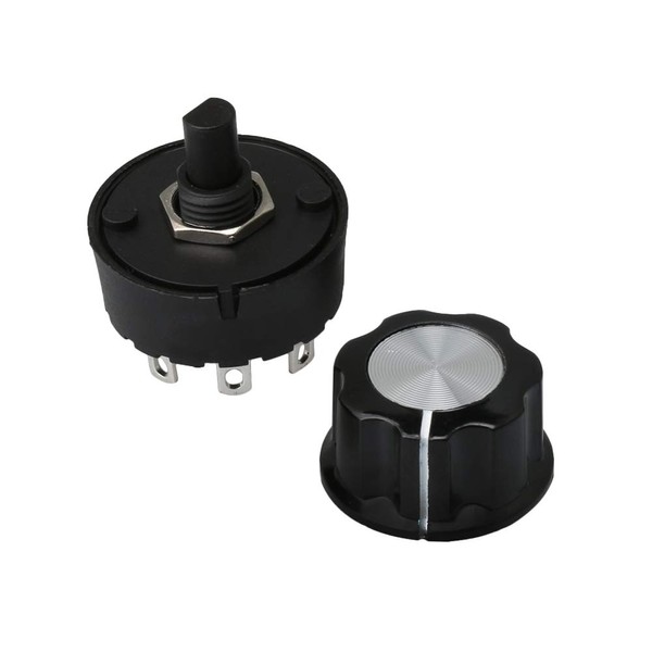 Yibuy Selector Rotary Switch with Rotate Knob 5 Positions for Fan Mixer Juice Black