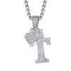 Richsteel Mens Silver T Pendant Rappers Jewellery Diamond Initial Chain