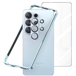 Metal Bumper Case for Samsung Galaxy S26 Ultra, Aluminium Frame Slim Case [Separate Metal Lens Protector] [HD Tempered Glass Screen Protector] [Hippocampus Buckle Design] Cover for S26 Ultra 6.9 Inch